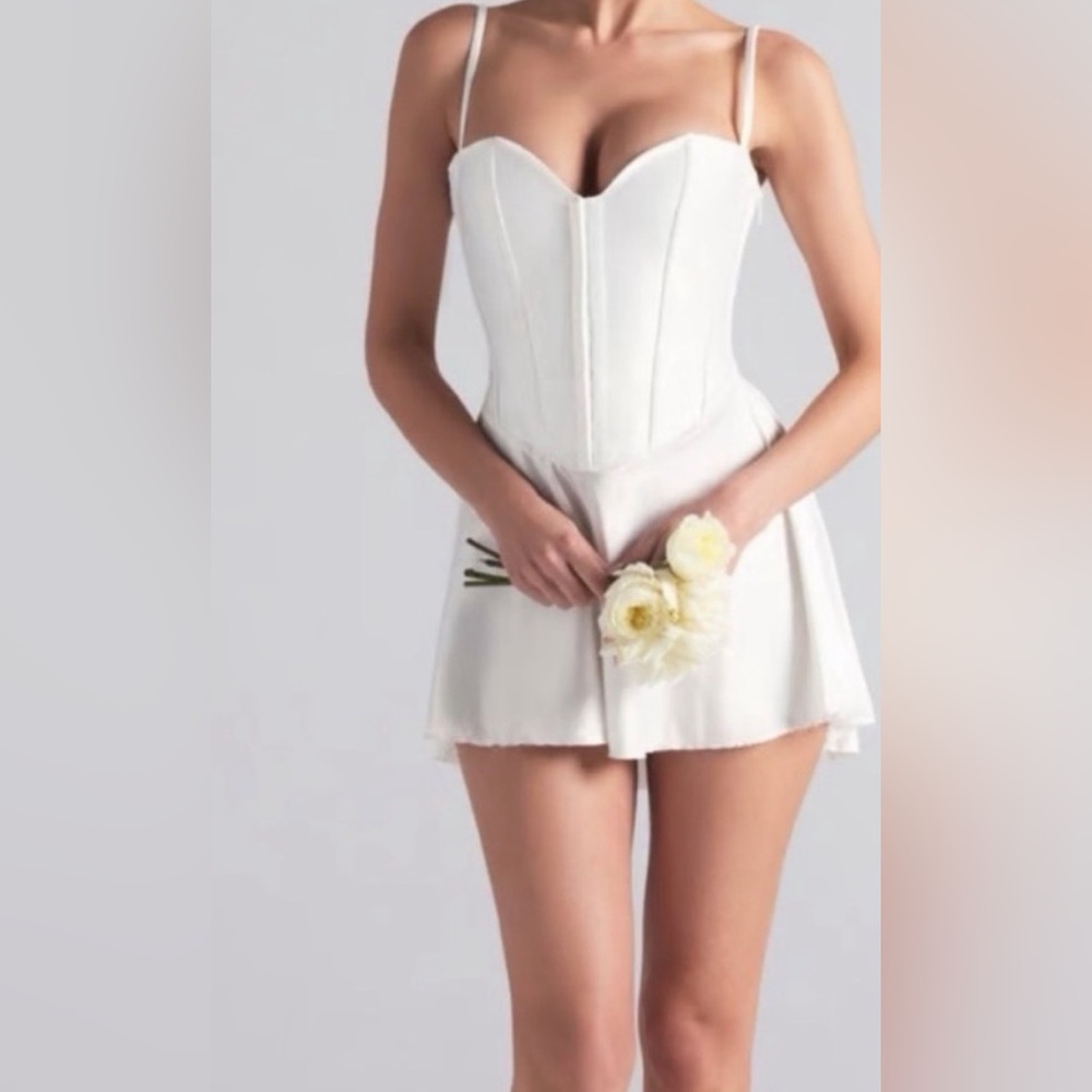 Skims Woven Shine White Corset Dress